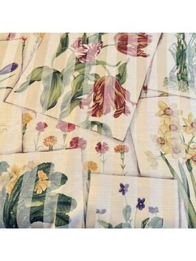 Jay Yang Fabric Striped Floral Botanical Upholstery Curtain 2.7 yds 56" Width